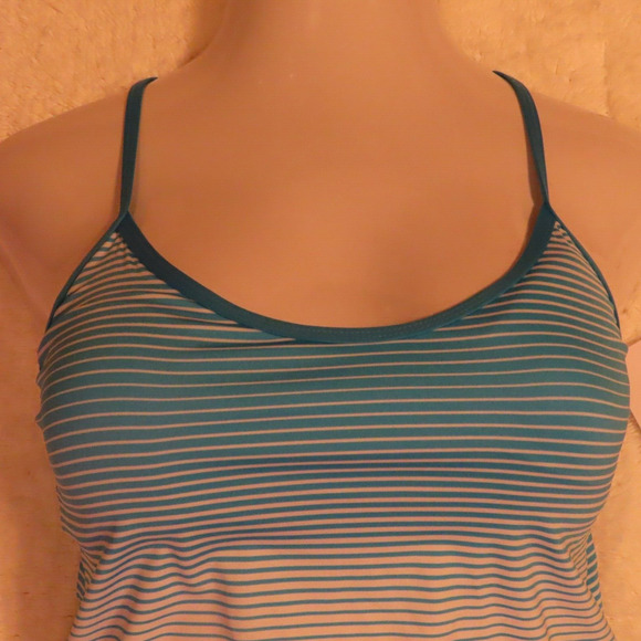 Nike SWIM Blue Striped Racerback Tankini Top Women's NESSC208-480 Size S Small - Picture 2 of 5